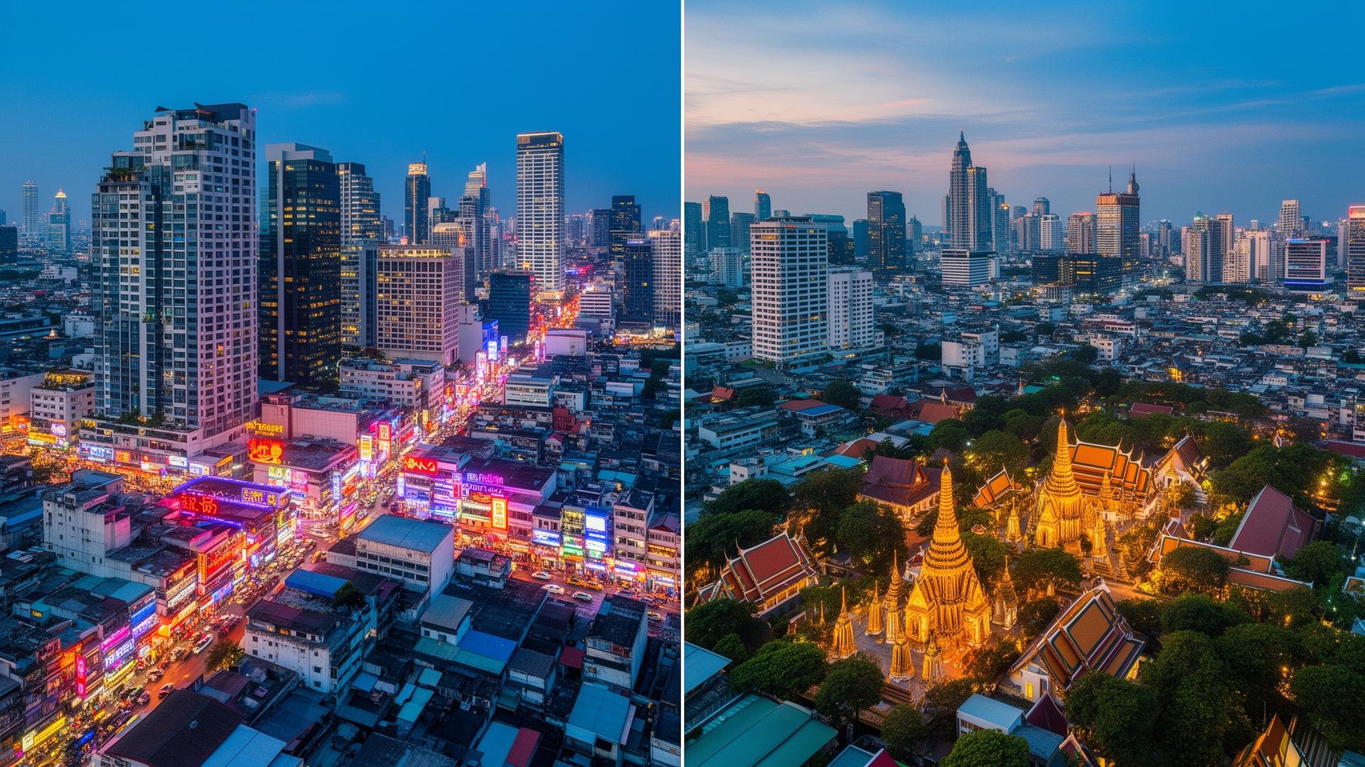 Bangkok neighborhoods aerial comparison