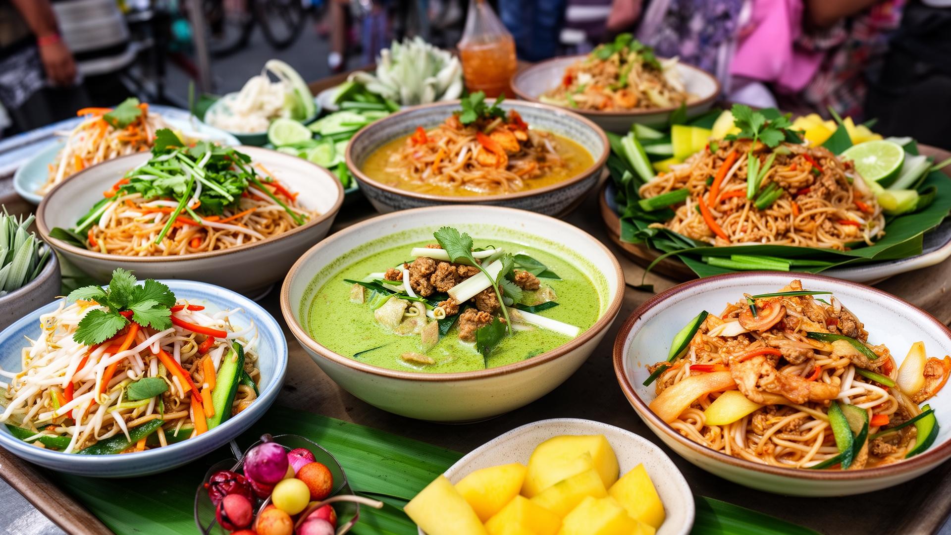 Vegan Thai food spread